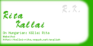 rita kallai business card